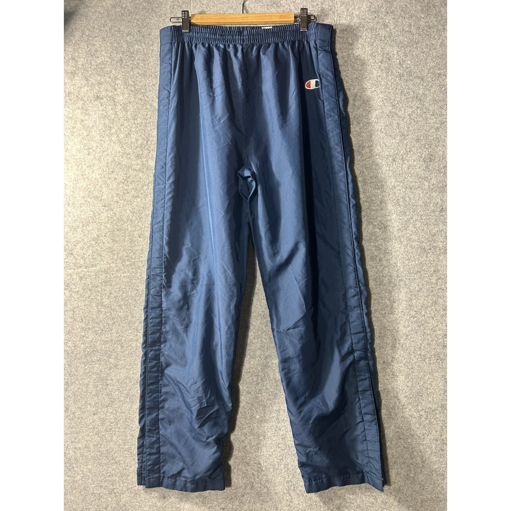 Y2K Champion Snap Button Breakaway Track Pants MED Navy VTG Basketball Warmup